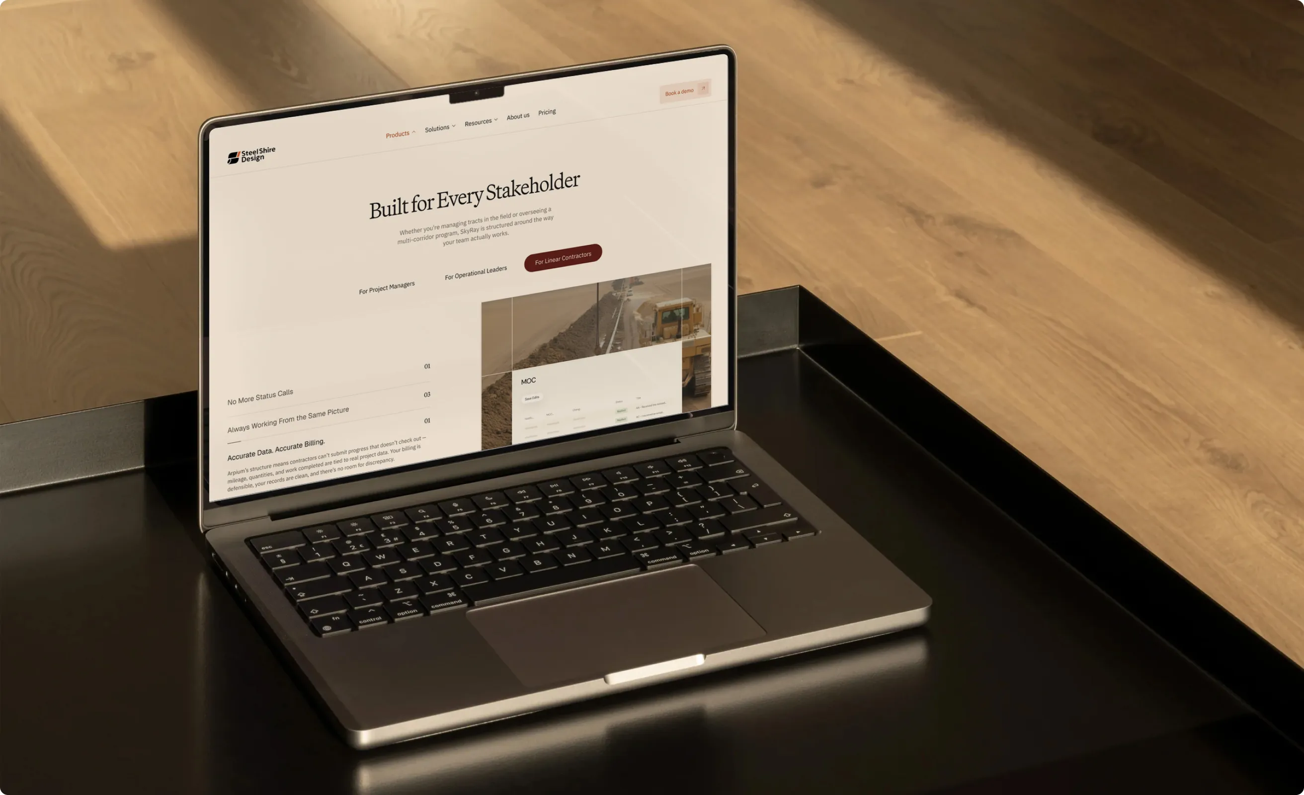 Steel Shire Design website on a laptop