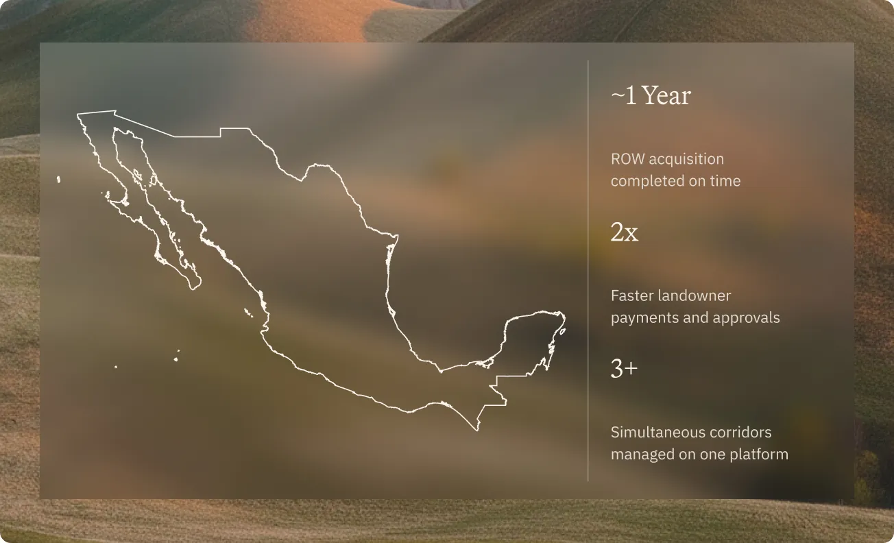 Project stats panel over a map