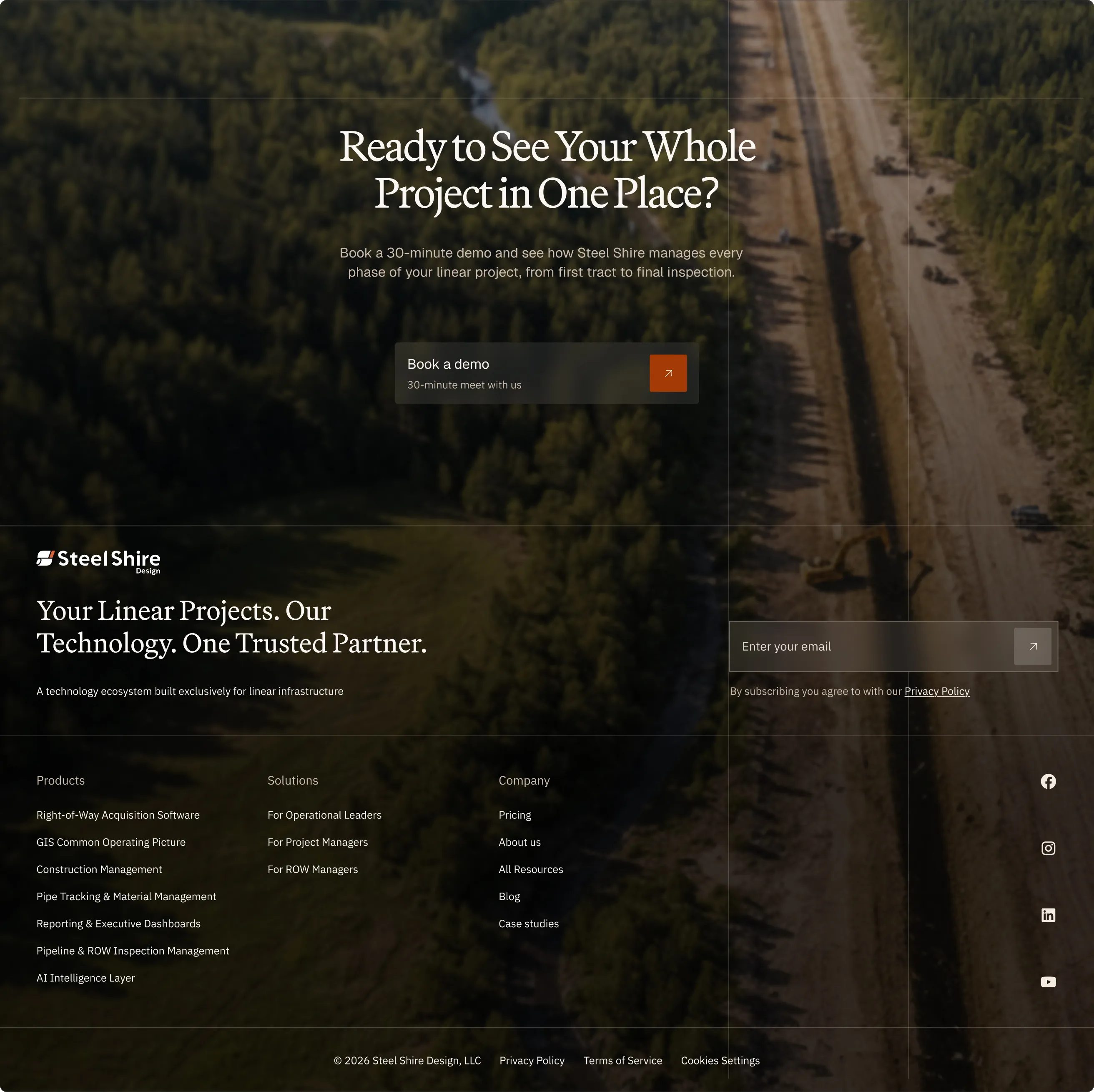 Steel Shire website call to action and footer