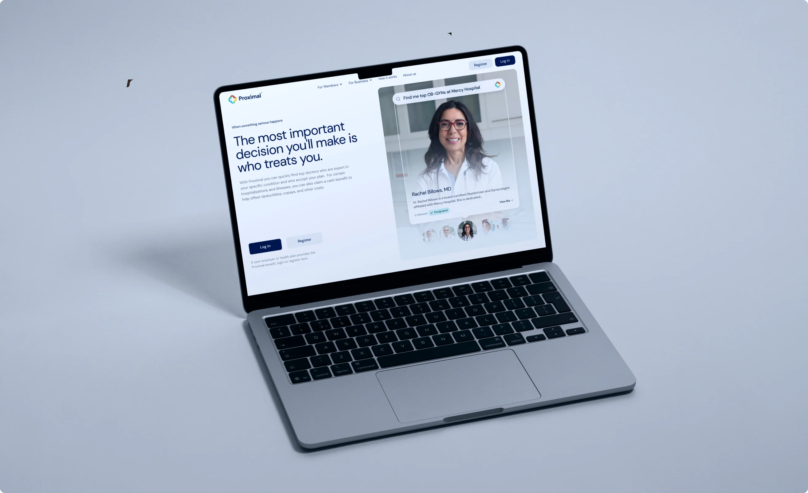 Proximal website on a laptop