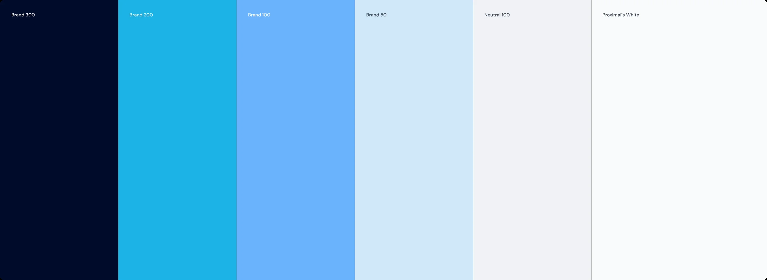 Proximal colour palette, from deep navy to sky blue and white