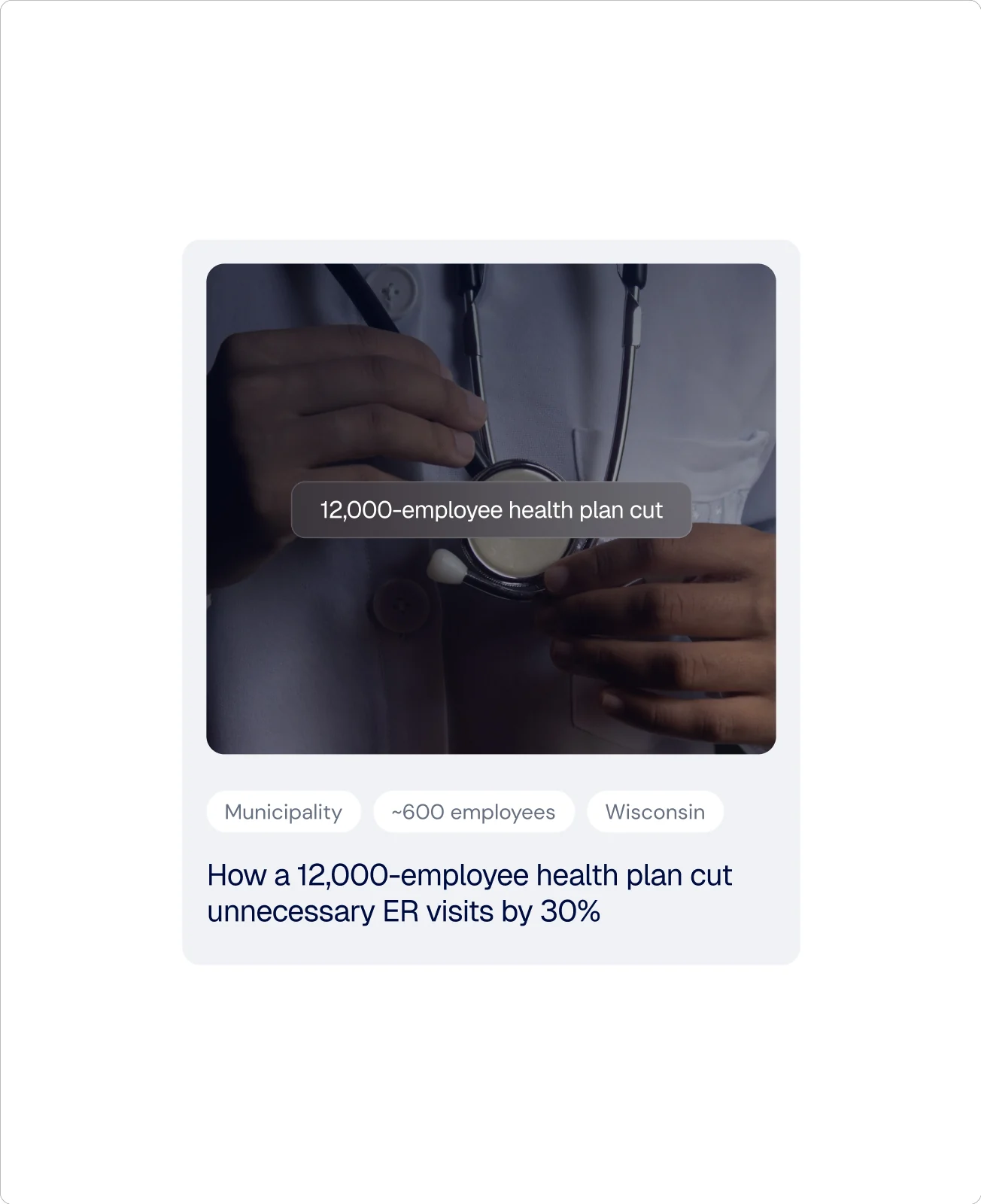 Proximal case study card: how a 12,000-employee health plan cut unnecessary ER visits by 30%