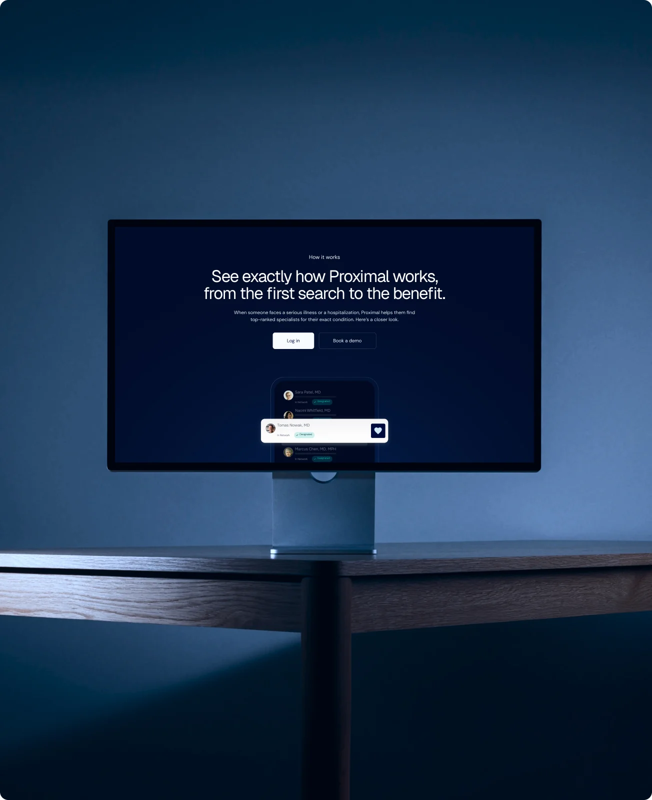 Proximal For Business page on a desktop monitor