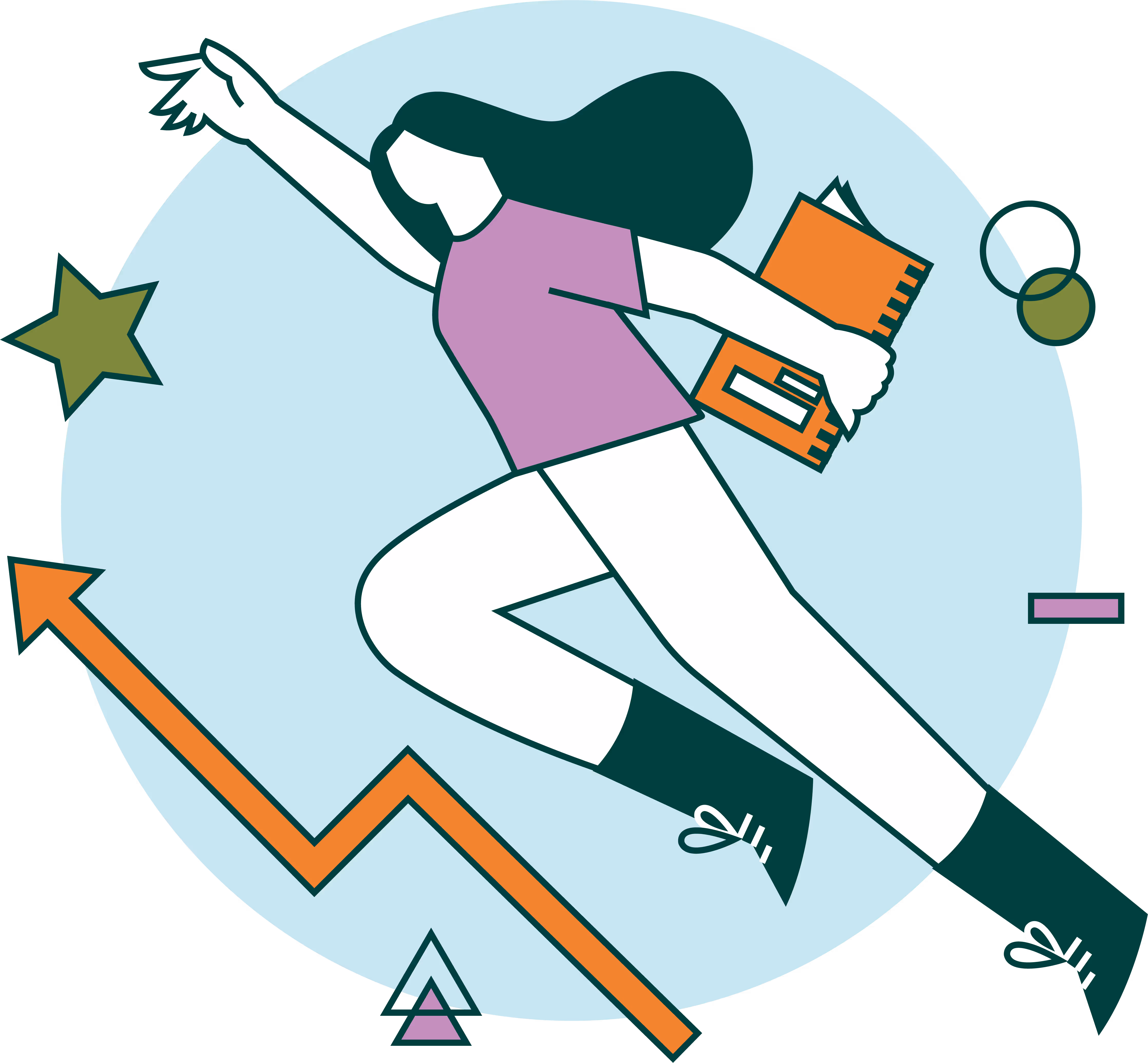 illustration of a girl flying to success