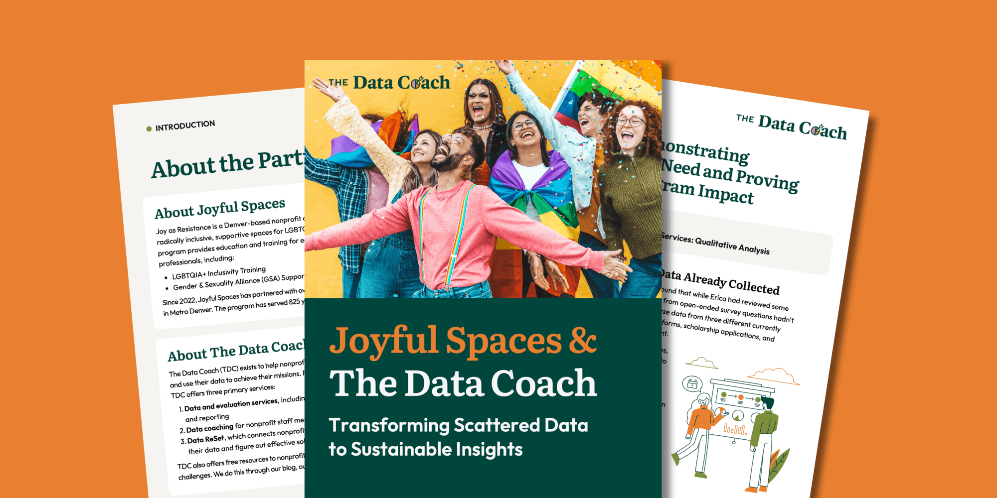 mockup of three pages from Joyful Spaces case study