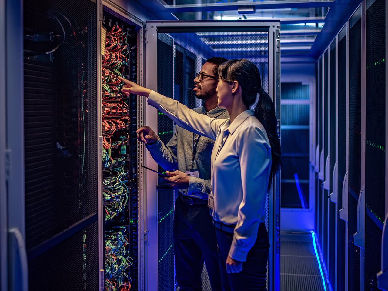 Server room network engineers