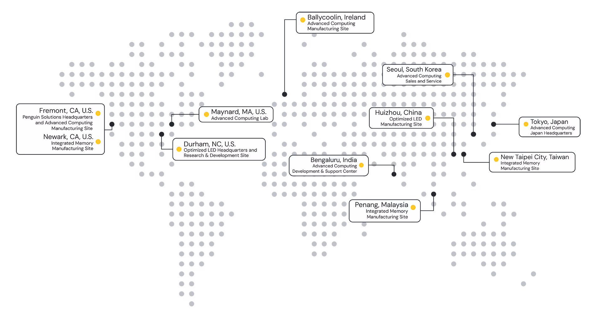 Global map of office and facility locations