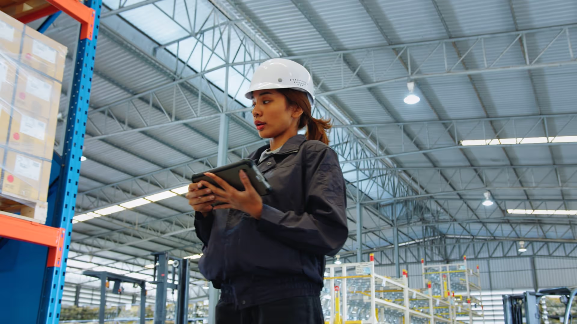 Warehouse worker checking inventory