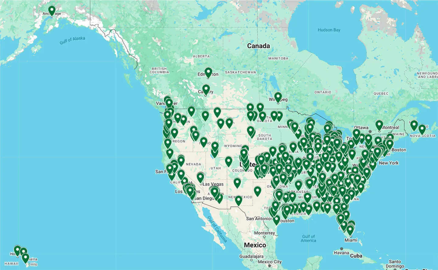 A map where services are offered