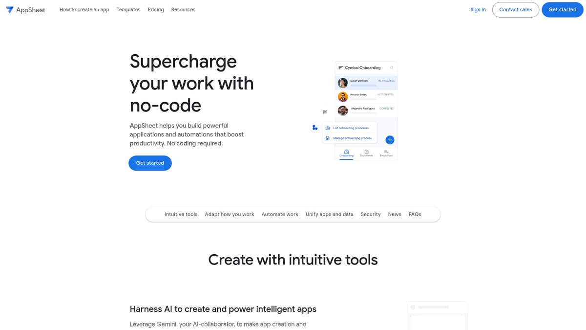 9 Essential AI-Powered No-Code Development Tools for 2026 - AppSheet by Google