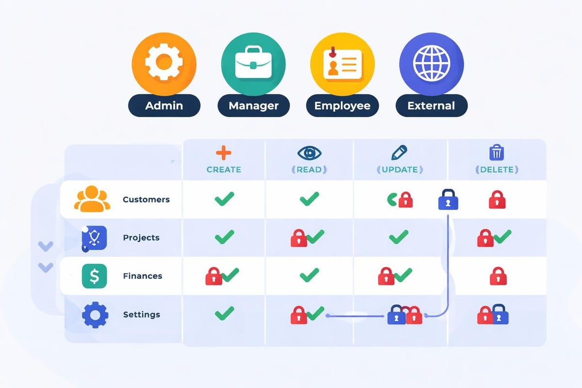 Role-based access control matrix