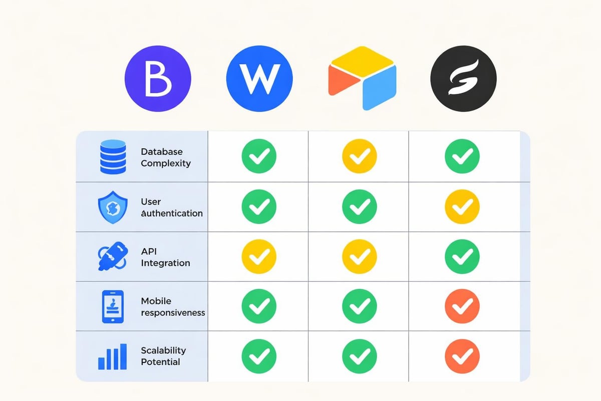 No-code platform comparison matrix