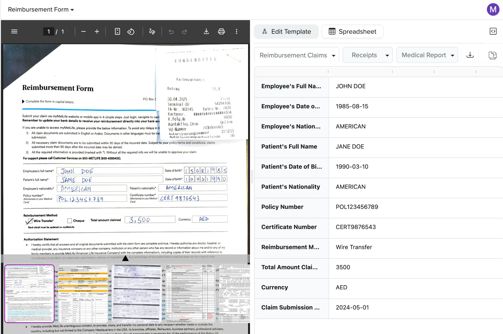 Talonic UI screenshot of the platform for data extraction and structuring
