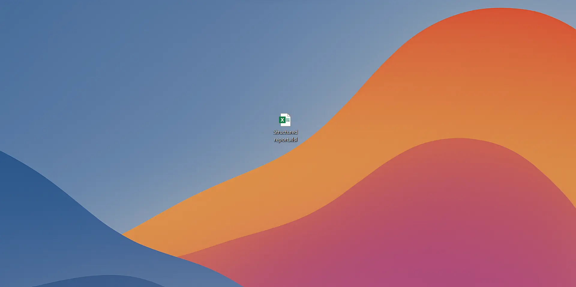 Screenshot of MacBook iOs desktop with only one file with structured report