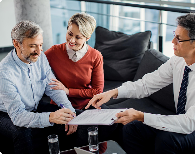 Talonic use case image of insurance claims, people at the table, signing documents
