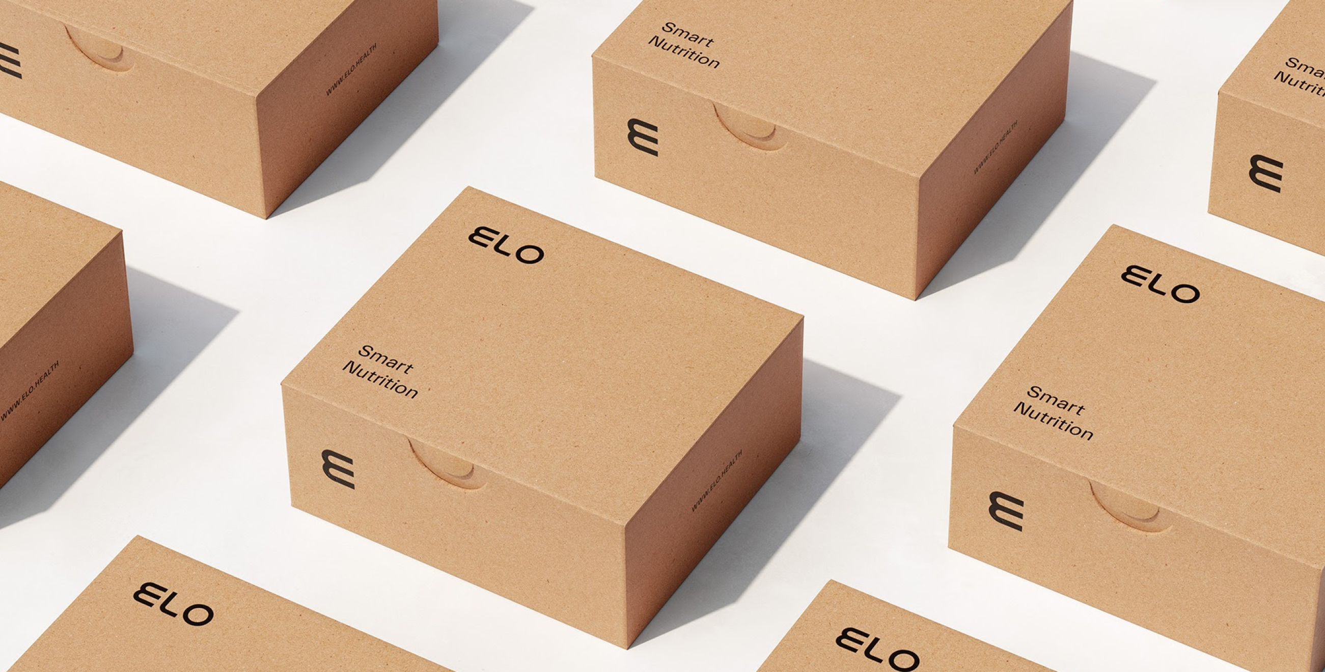 ELO branded smart nutrition packaging boxes displayed on a white background
