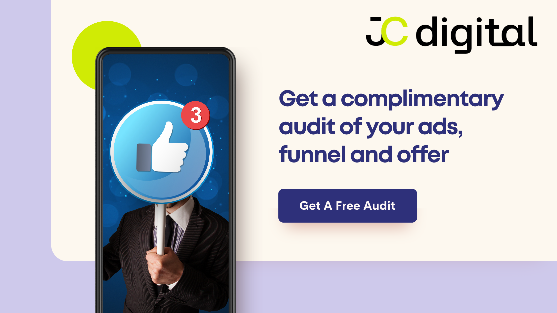 JC Digital complimentary audit for ads funnel and offer