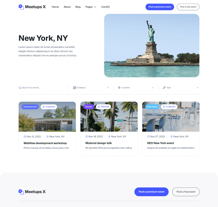 Meetups X - Event Location Page - Event Directory Webflow Template