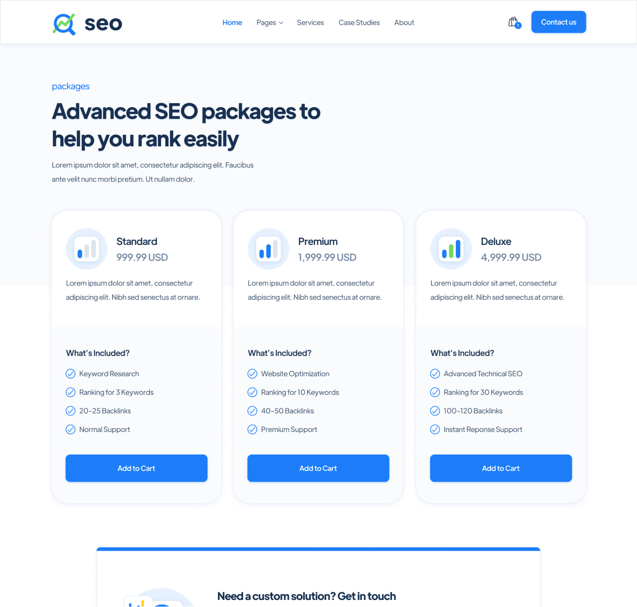 SEO - Packages page - SEO Agency Webflow Template