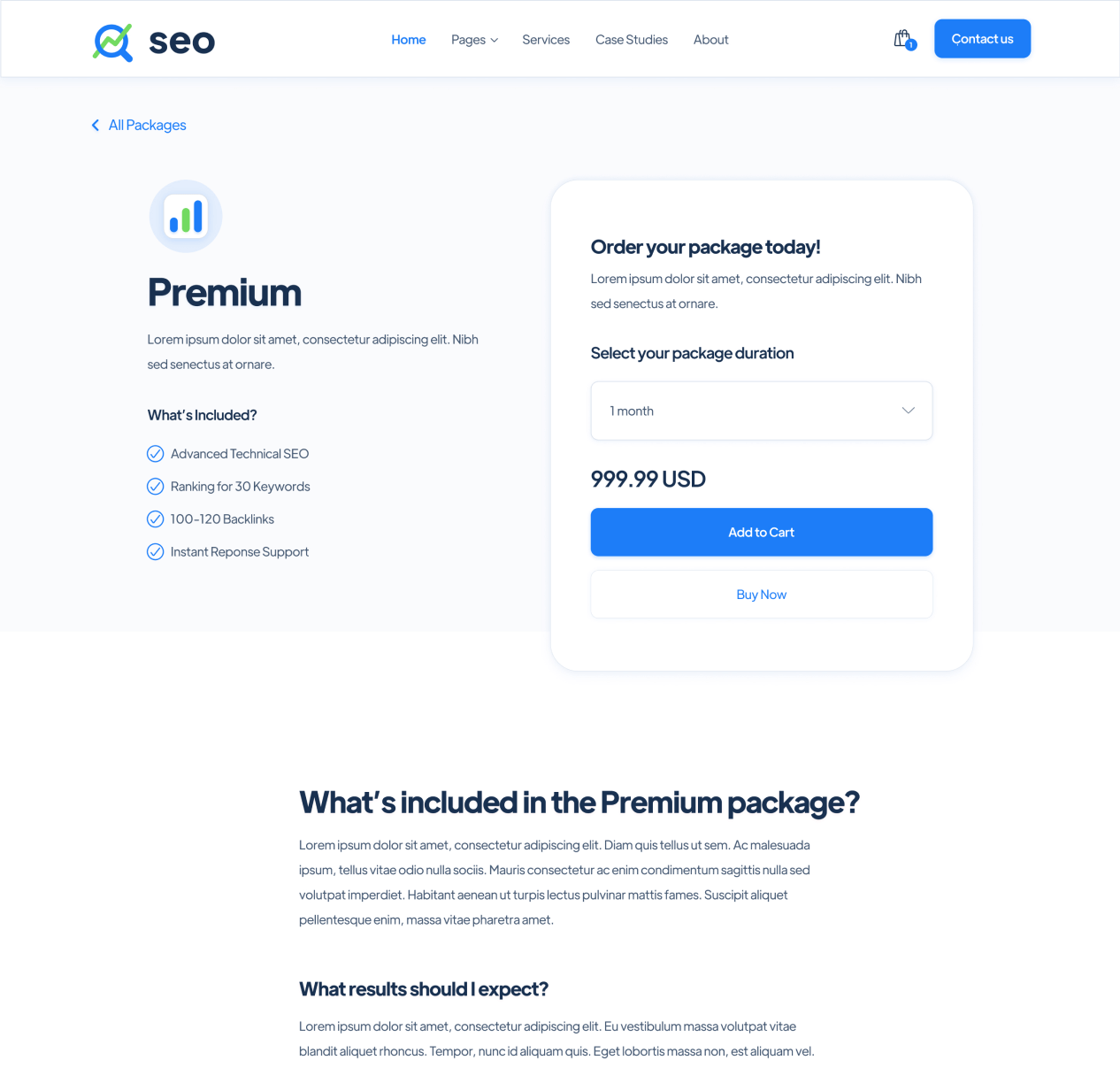 SEO - Packages Single page - SEO Agency Webflow Template