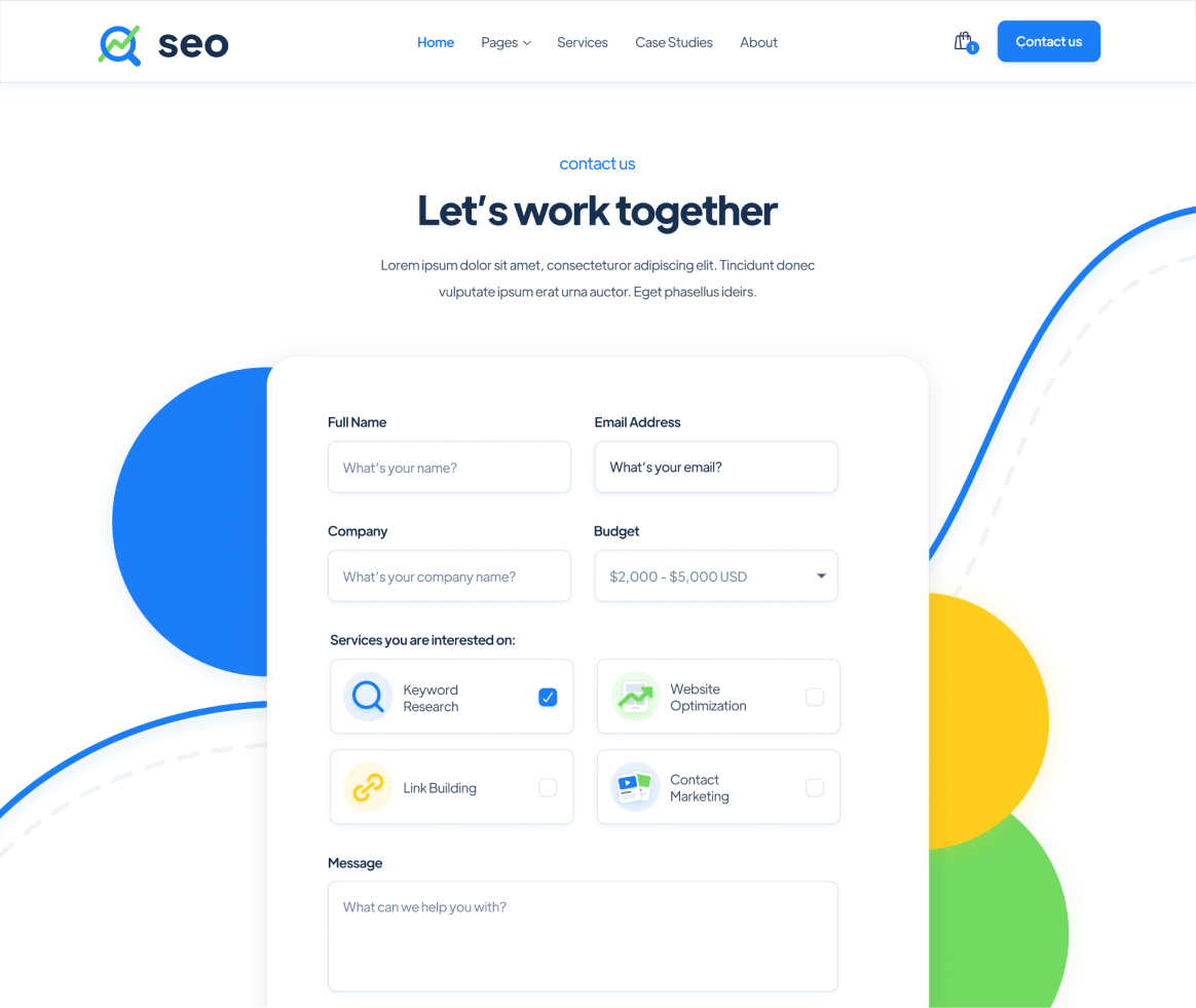 SEO - Contact page - SEO Agency Webflow Template