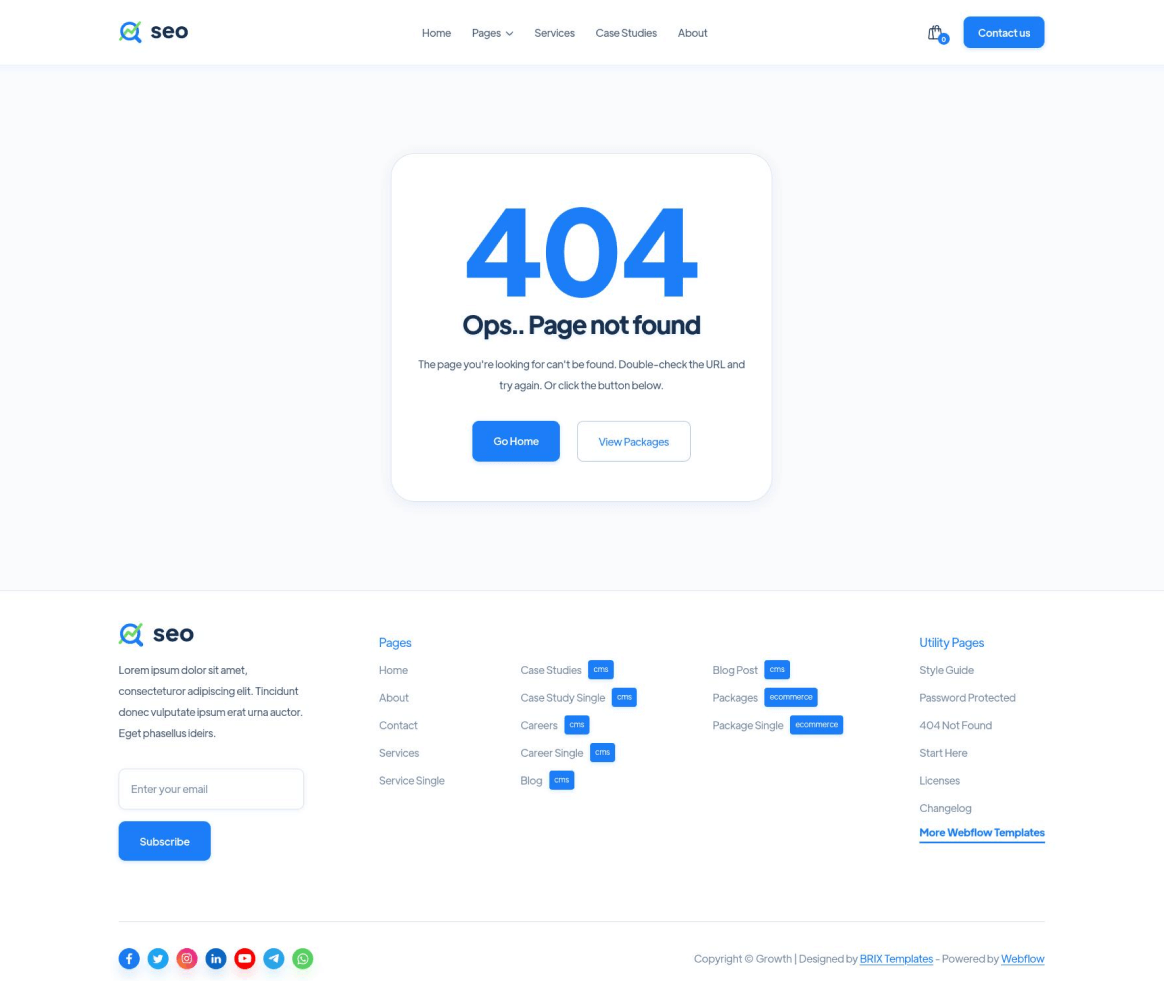 SEO - 404 not found page - SEO Agency Webflow Template
