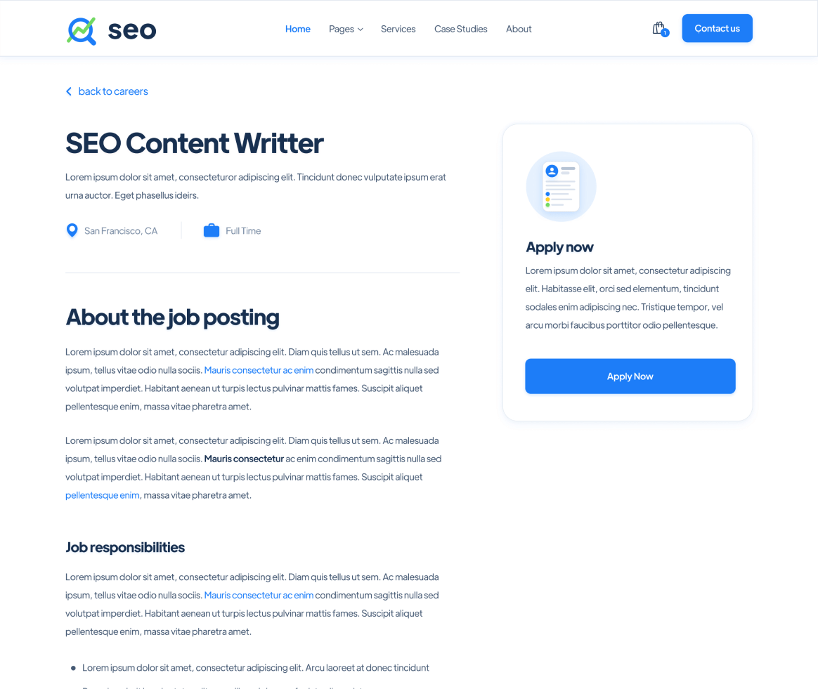 SEO - Careers Single page - SEO Agency Webflow Template