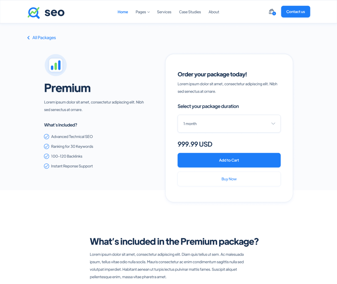 SEO - Package Single page - SEO Agency Webflow Template