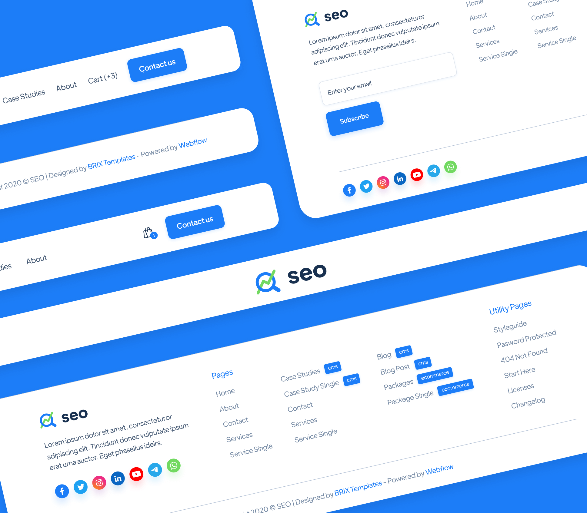 SEO - 3 Headers and Footers - SEO Agency Webflow Template