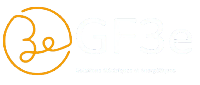 Logo GF3e avec cercle orange et texte Solutions électriques et énergétiques.
