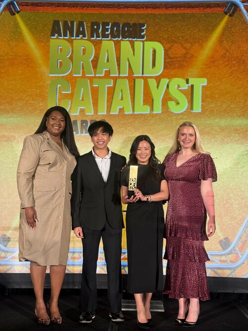Share Local Media accepting the Gold Mailbox Award for an Integrated Direct Mail & OOH campaign.