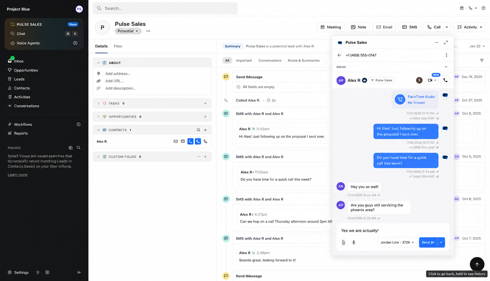 Message and dial from any phone number in Close