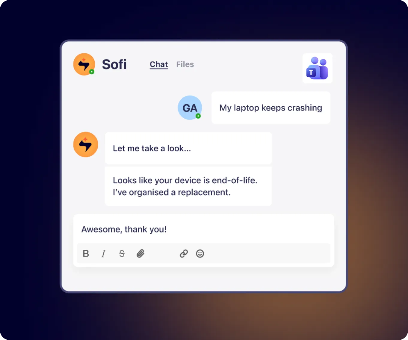 Employee using Servicely AI as a 24/7 assistant to get instant help across systems