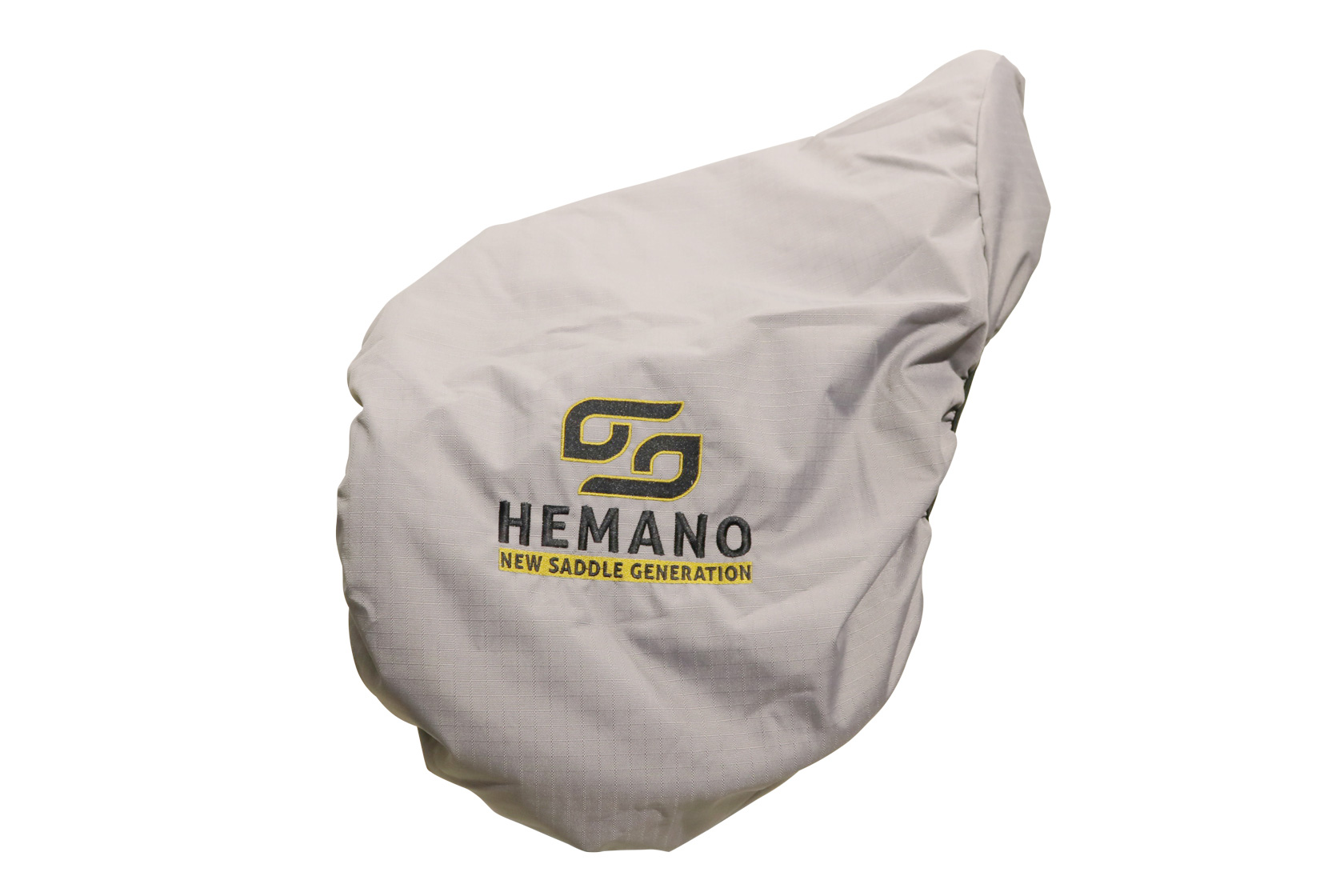 Sattelschonbezug mit HEMANO Logo seitliche Aufnahme