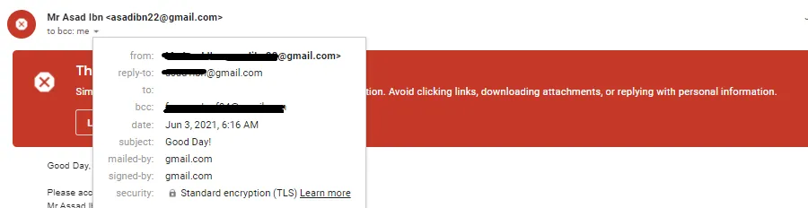 Phishing Email Sample 1A