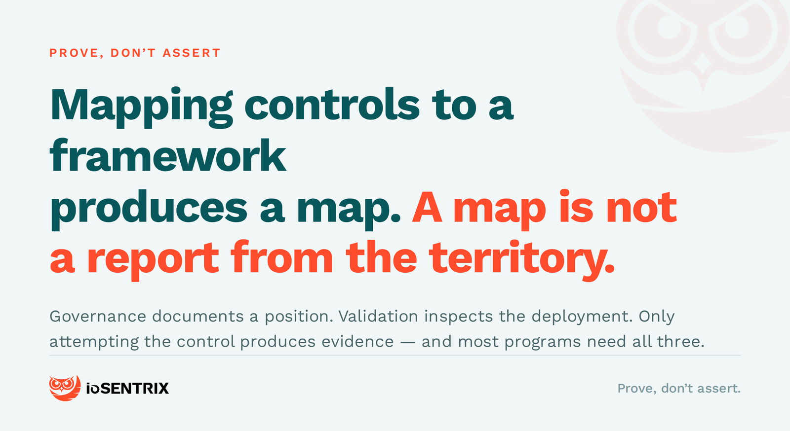 Mapping controls to a framework produces a map. A map is not a report from the territory.