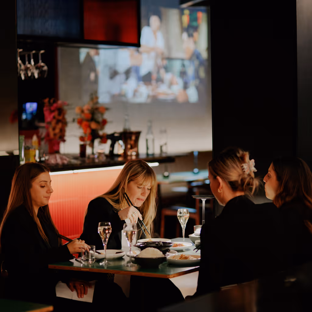 girls enjoying dinner celebrating birthday