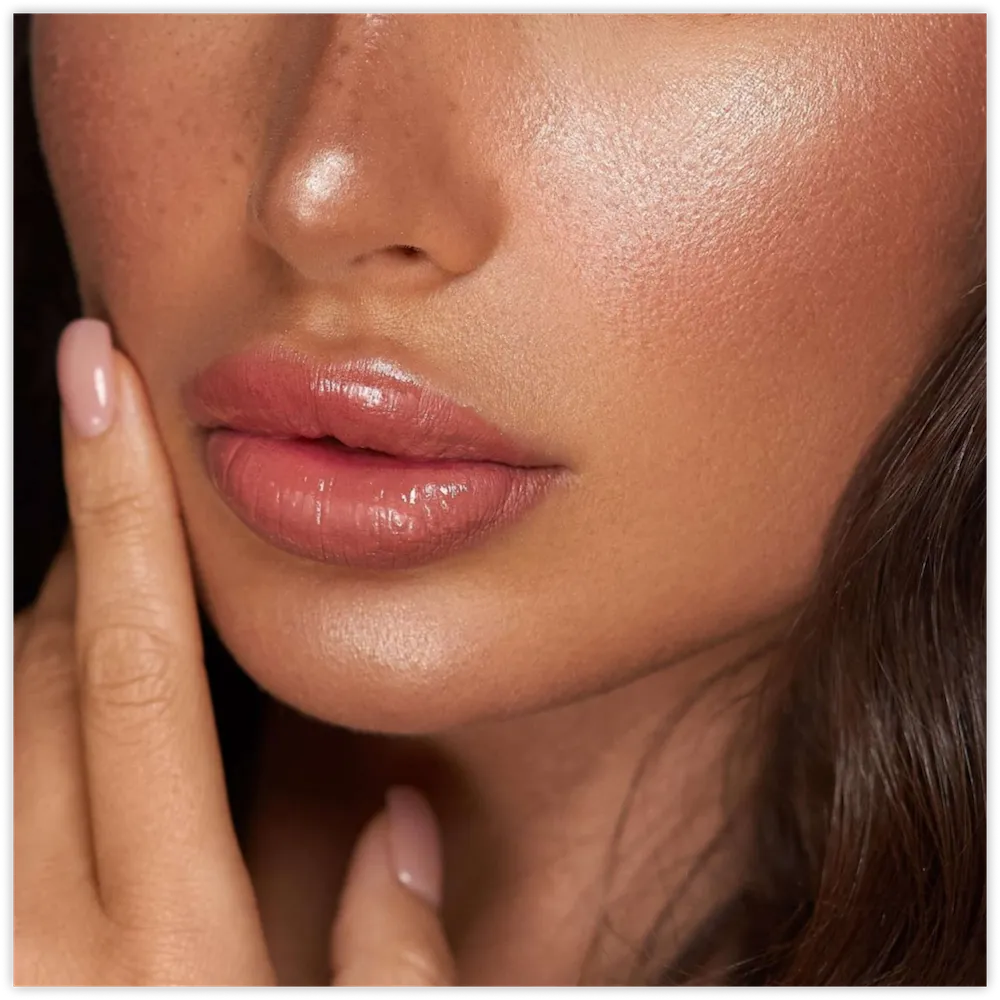 Close-up of smooth cheeks and full lips, dermal fillers in Chattanooga, TN