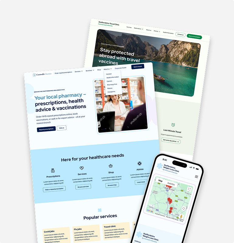 Design mock-ups of Deltera websites