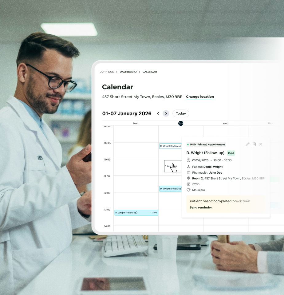 Pharmacist using Deltera Appointments