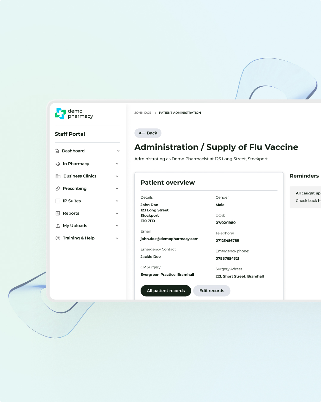 Deltera PGD service UI