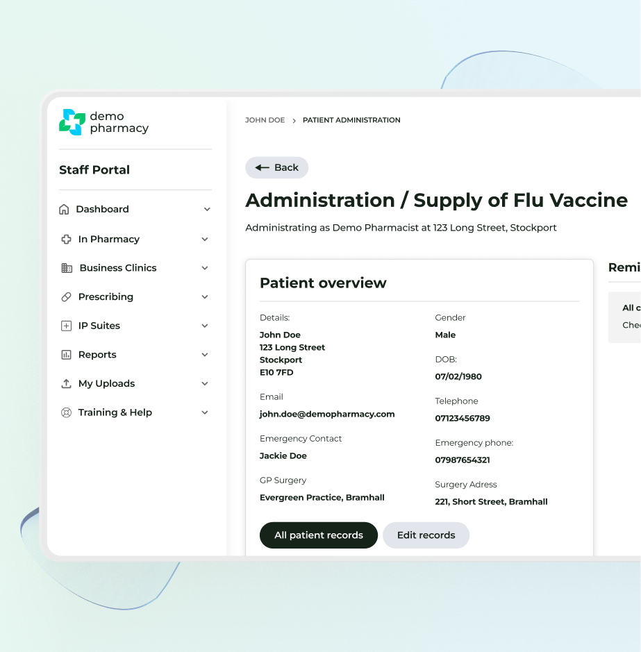 Deltera PGD service UI
