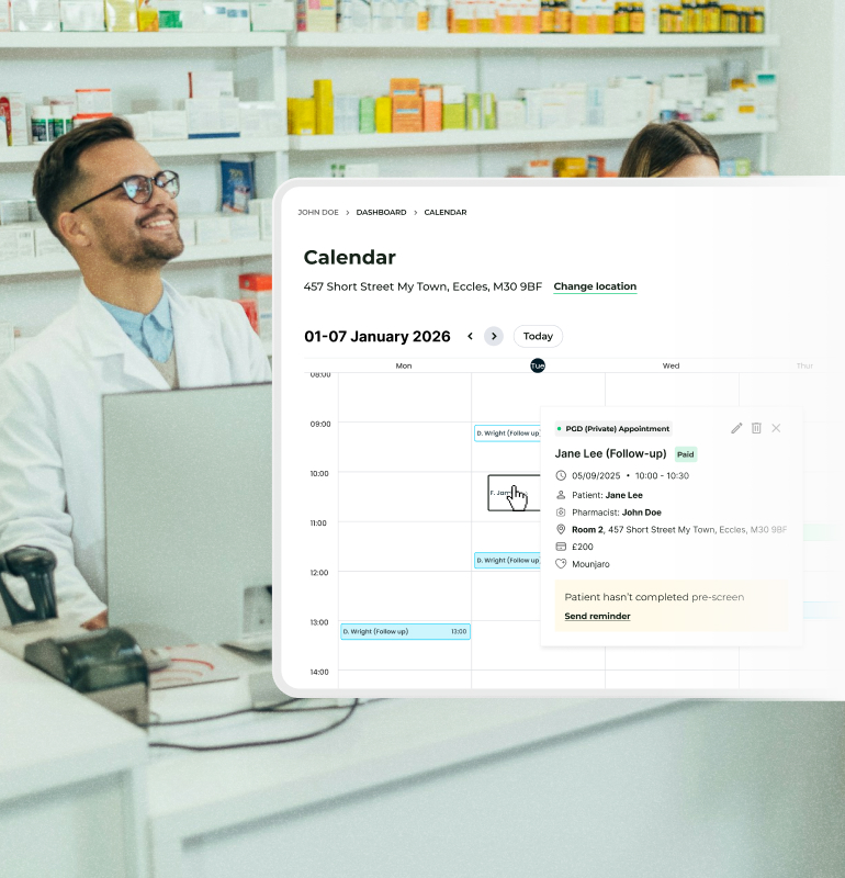 Deltera Appointments calendar