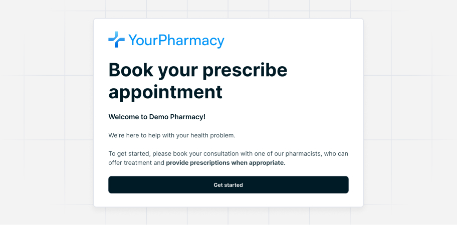 UI of Deltera Prescribe booking