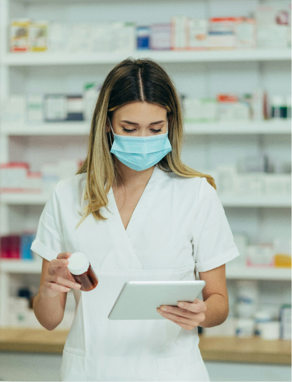 Pharmacist using iPad