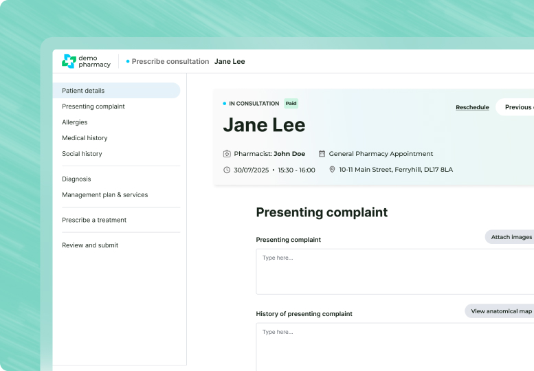 UI of Deltera Prescribe