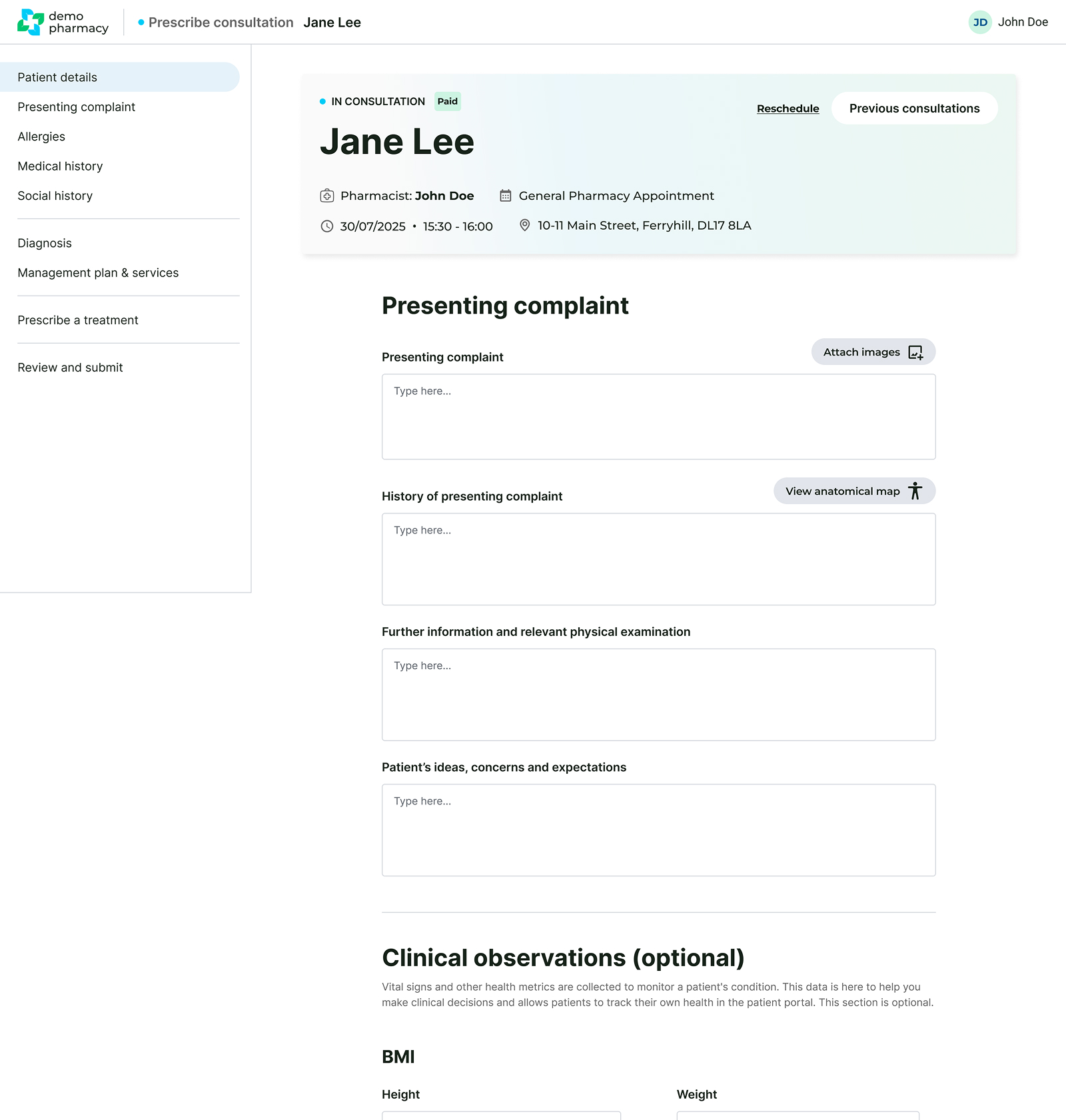 Deltera Prescribe consultation