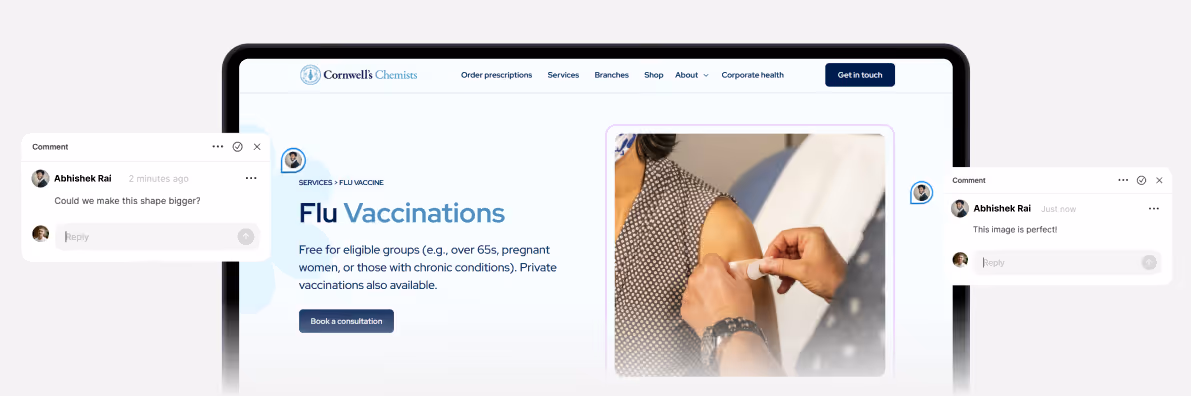 Pharmacy website design process in Figma