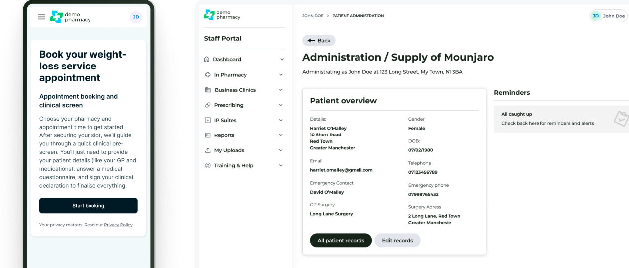 Weight-management appointment booking and consultation