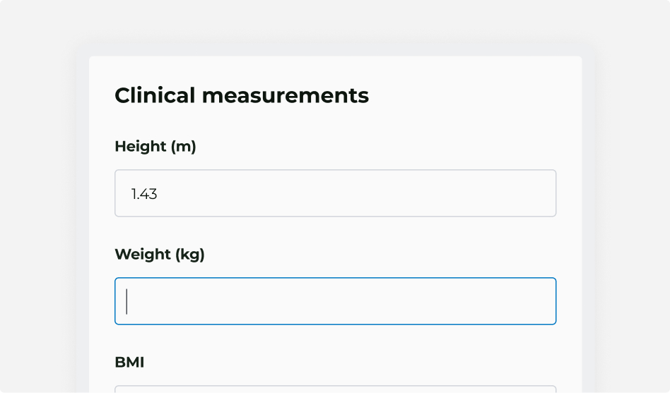 Clinical measurements of height and weight